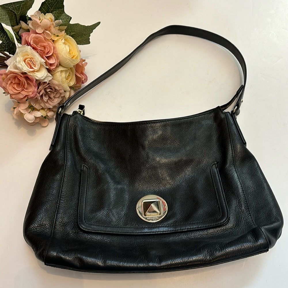 Kate Spade Black pebble leather shoulder bag NYC GIRLIE 90s Y2K